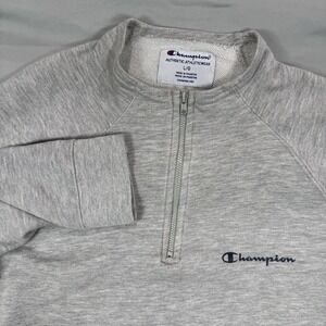Champion 1/4 Sweater Pullover Womens L Grey Sports Grunge